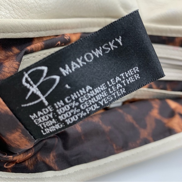 B.Mackowsky Light Gray Leather Perforated Large Clutch Handbag - Picture 14 of 16